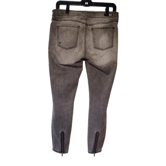 Kut From the Kloth Mid Rise Jeans Sz 4 Zip Ankles Gray Stretch Faded Skinny - Picture 5 of 11